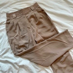 American Apparel Tan Micro-Poly Pleated Trousers